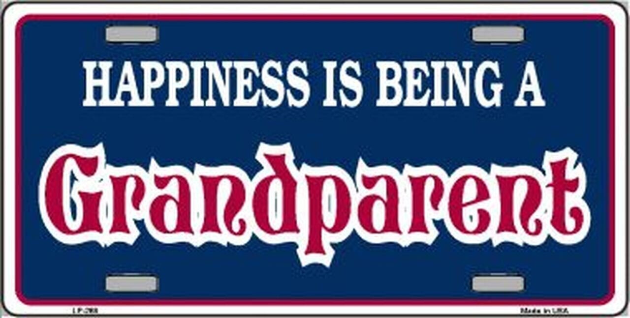 Happiness Being Grandparent Metal License Plate Sign Novelty Vanity Craft Supply