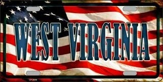 WEST VIRGINIA State American Flag Background Metal License Plate Sign Novelty Vanity Craft Supply