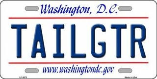TAILGTR Washington DC State Background Metal License Plate Tailgator
