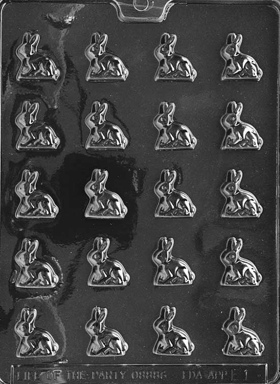 SITTING BUNNY Chocolate Candy Mold - Easter Bunnies Bite Size Bunny Pieces Craft Supply