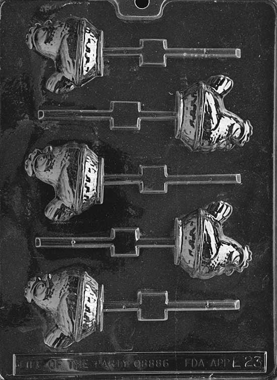 HEN IN BASKET Lolly Sucker Chocolate Candy Mold - Hen Easter Basket Craft Supply