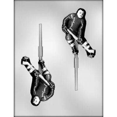 HOCKEY PLAYER Sucker Chocolate Candy Mold -- Hockey Sports Lolly Lollipop