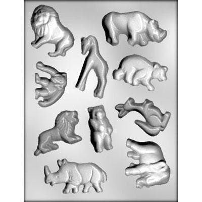 ZOO ANIMAL Assortment Pieces Chocolate Candy Mold -- Giraffe Bear Elephant Rhino Lion Kangaroo Animals