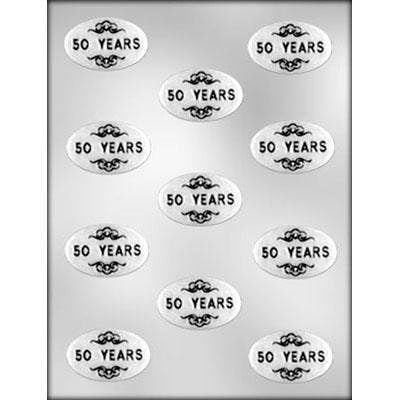 50 YEARS Oval Mint Chocolate Candy Mold -- Fifty Anniversary 50th Oval Bite Size Craft Supply