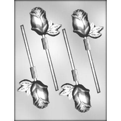 ROSE Sucker Chocolate Candy Mold -- Roses Rosebud Flower Floral Rose Petal Lolly Lollipop