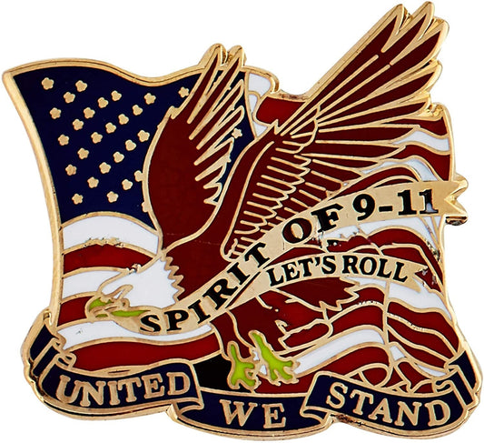 Spirit of September 11 - 9/11 United We Stand Let's Roll Lapel Pin - American Flag Eagle Enamel Pin Tie Shirt Trading Button Pinback