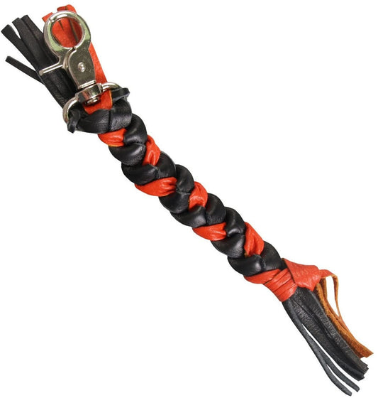 Black and Orange Braided Leather Keychain - High Quality Leather Gift with Lobster claw clasp - Keyfob Keyring For Bikers Motorcycle