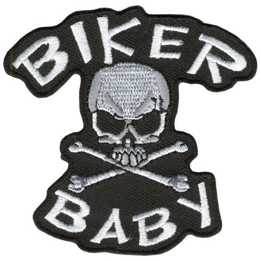 BIKER BABY Patch - Skull Crossbones Biker Motorcycle Embroidered Patch Appliqué
