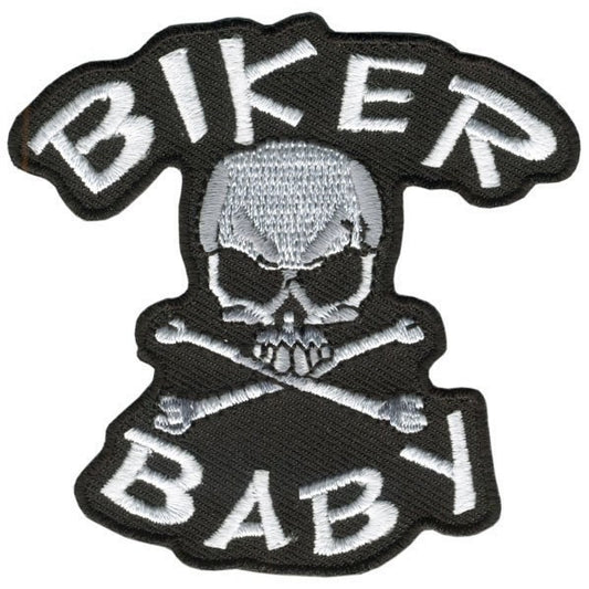 BIKER BABY Patch - Skull Crossbones Biker Motorcycle Embroidered Patch Appliqué Craft Supply