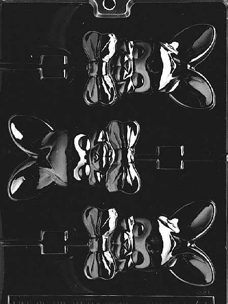 BUNNY WITH BOW Lolly Sucker Chocolate Candy Mold - Easter Bunny Egg Basket Craft Supply