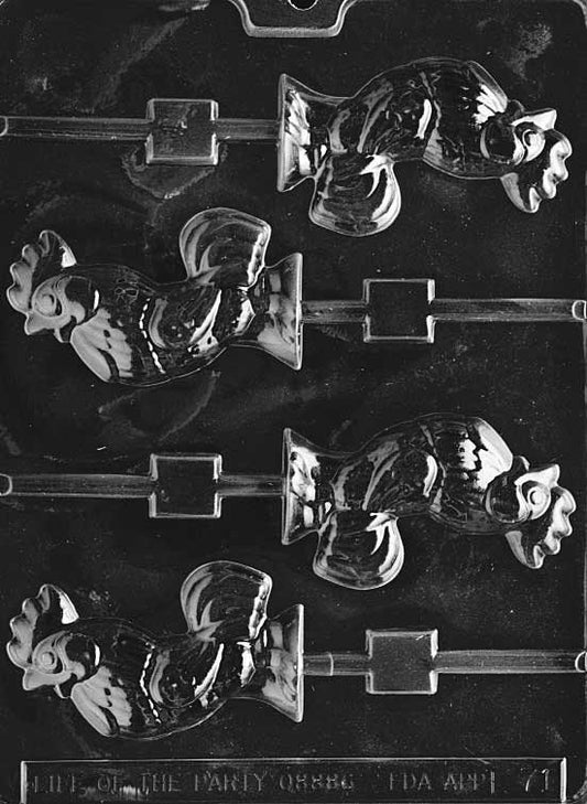 ROOSTER LOLLY Sucker Chocolate Candy Mold - Easter Basket Rooster Hen