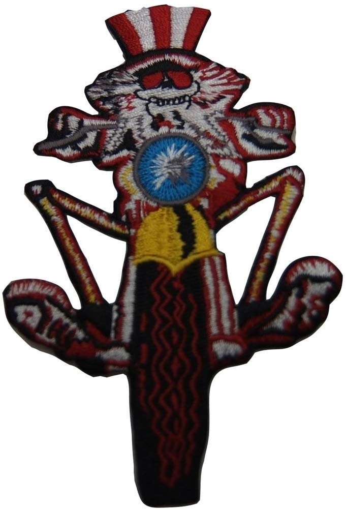 GRATEFUL DEAD Uncle Sam on a Motorcycle Patch - Embroidered Rock Band Patch Applique Craft Supply