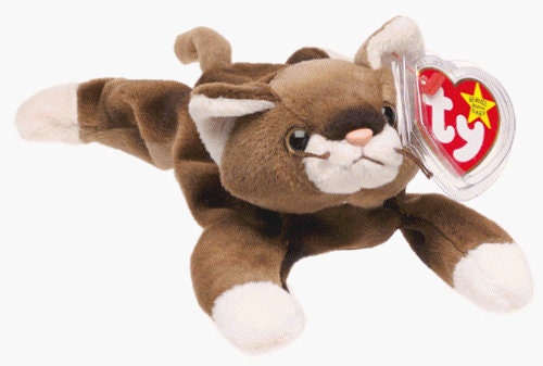 POUNCE The Cat Ty Beanie Baby Retired Beanbag Plush - New with Tags Vintage 1990s