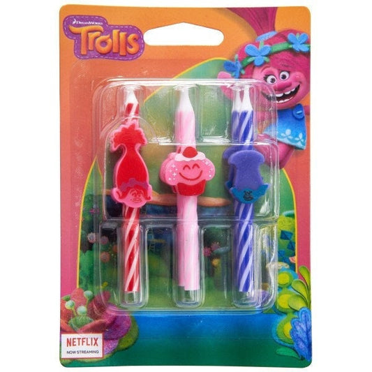 TROLLS Birthday Candles - Dreamworks Poppy Branch Bridget Cake Toppers for Birthday Party Decoration