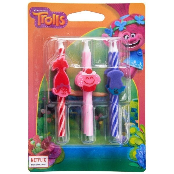 TROLLS Birthday Candles - Dreamworks Poppy Branch Bridget Cake Toppers for Birthday Party Decoration Craft Supply