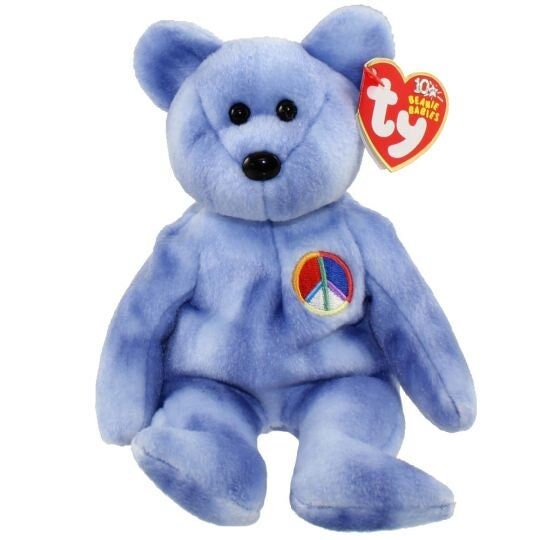 PEACE the Bear Ty Beanie Baby Beanbag Plush - New with Tags Vintage Retired