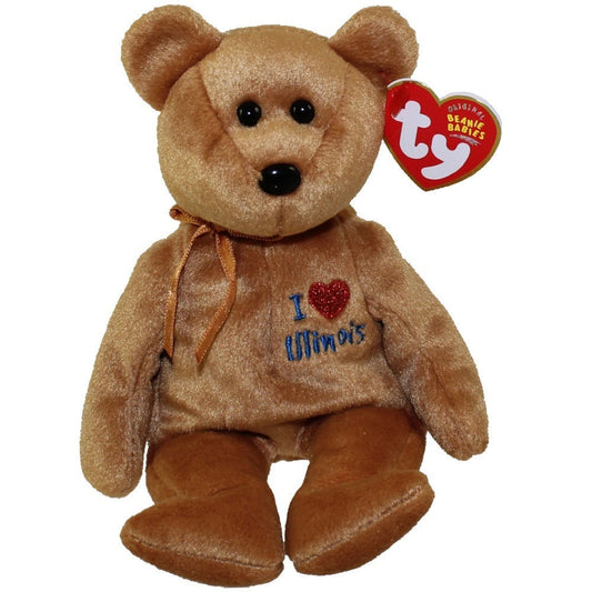 I LOVE ILLINOIS Bear Ty Beanie Baby Beanbag Plush - New with Tags Vintage Retired
