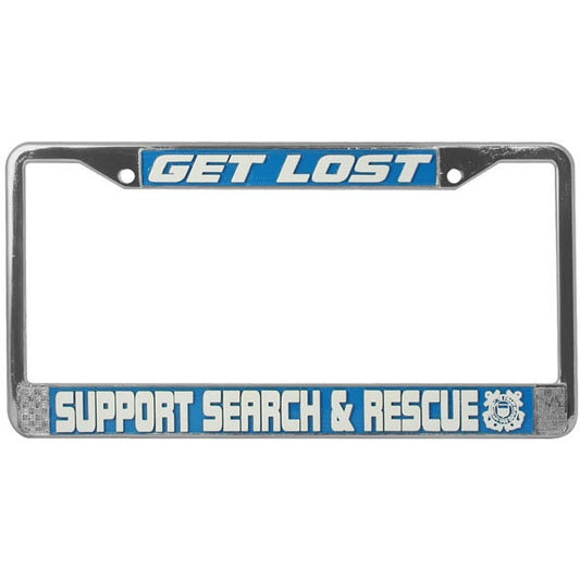 GET LOST Support Search & Rescue Metal License Plate Frame - United States U.S. Coast Guard Uscg Craft Supply