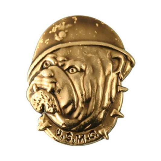 USMC Bulldog Lapel Pin - Marine Corps Bulldog with Helmet Gold Pin for Backpack Tie Shirt Trading Button Pinback Craft Supply
