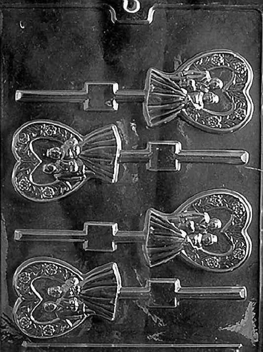 HEART BRIDE & GROOM Lolly Wedding Sucker Chocolate Candy Mold Craft Supply