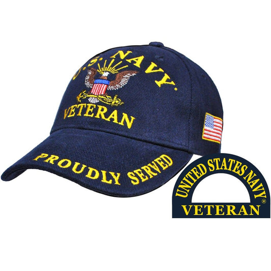 US NAVY Proudly Served Veteran Embroidered Cap Hat - United States Navy USN Proud Veteran Vet Craft Supply
