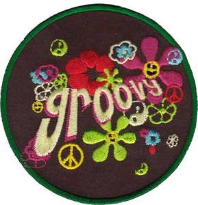 GROOVY Peace Love Round Patch -  Hippie Retro Music Embroidered Patch Applique Craft Supply