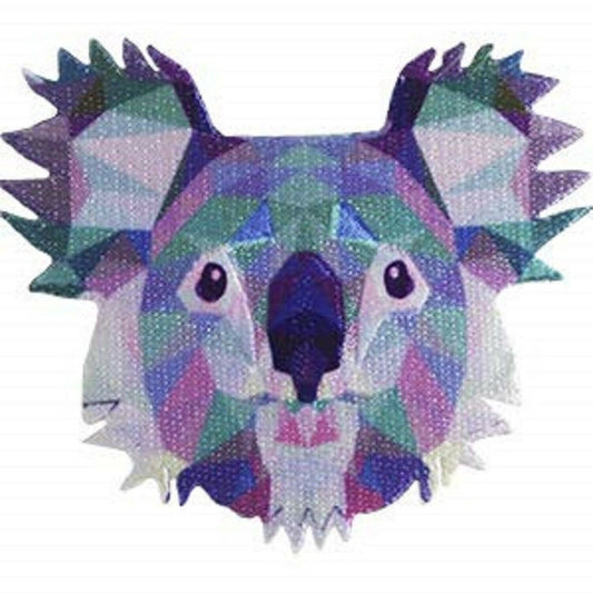 Geometric Koala Patch - Embroidered Patch Applique - Geometric Zoo Animal Craft Supply