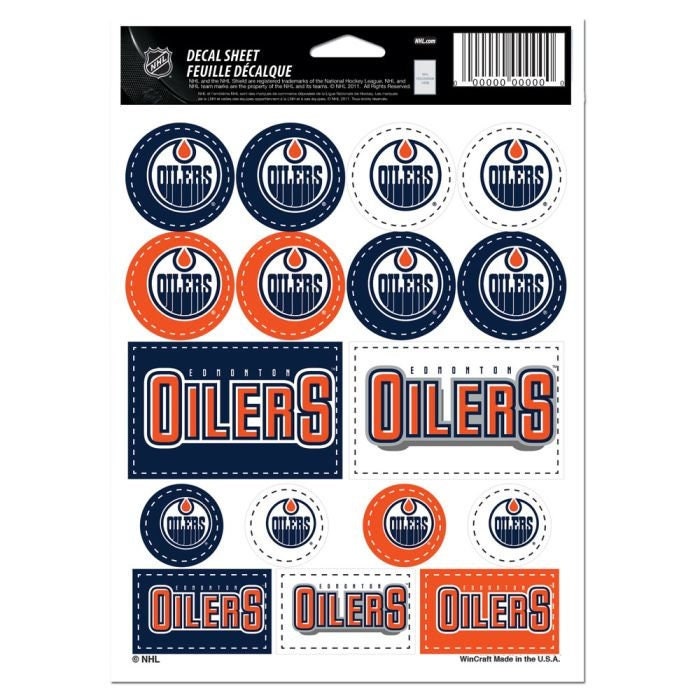 Wincraft EDMONTON OILERS Sticker Sheet Decal - Vinyl Die-Cut Decal Stickers Set Hockey Craft Supply