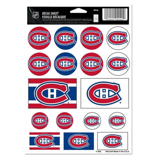 Wincraft MONTREAL CANADIENS Sticker Sheet Decal - Vinyl Die-Cut Decal Stickers Set Hockey Craft Supply