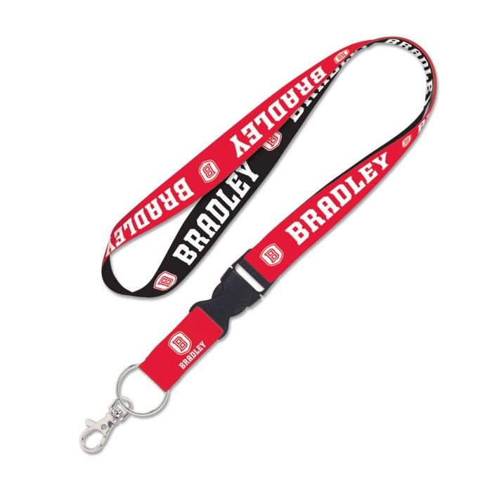 Officially Licensed BRADLEY BRAVES Lanyard W/Detachable Buckle - Bradley University Alumni Keychain Key Holder Craft Supply