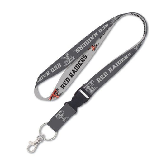 Officially Licensed TEXAS TECH UNIVERSITY Charcoal Lanyard W/Detachable Buckle - Texas Tech Red Raiders Keychain Key Holder Craft Supply