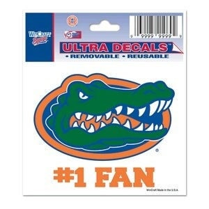 Wincraft FLORIDA GATORS #1 FAN Multi-Use Color Decal - University of Florida Vinyl Decal Sticker for Car or Truck Window Craft Supply