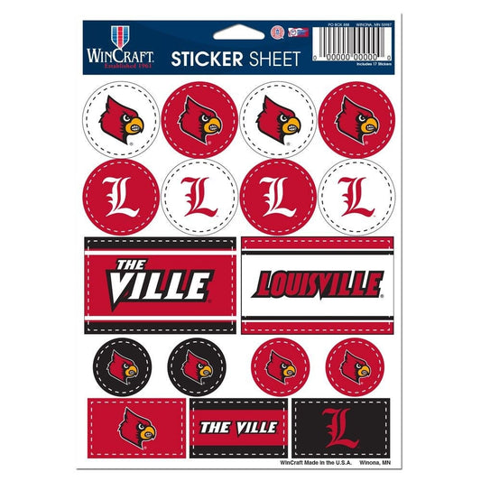 Wincraft LOUISVILLE CARDINALS Sticker Sheet Decal - Vinyl Die-Cut Decal Stickers Set University of Louisville Craft Supply