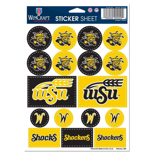 Wincraft WICHITA STATE SHOCKERS Sticker Sheet Decal - Vinyl Die-Cut Decal Stickers Set Wichita State University Craft Supply