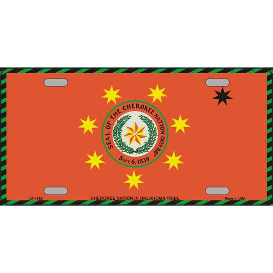CHEROKEE NATION FLAG Metal License Plate Sign Novelty Vanity Craft Supply