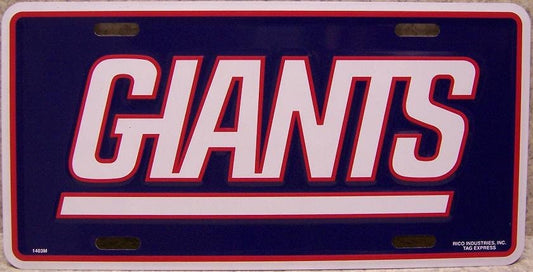 NEW YORK GIANTS Metal License Plate Sign Novelty Vanity Craft Supply