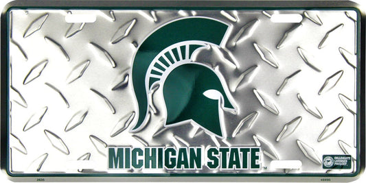 MICHIGAN STATE SPARTANS Diamond Plated Metal License Plate Sign Novelty Vanity Craft Supply