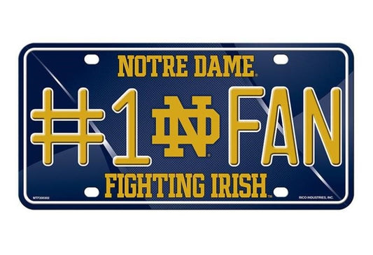 NOTRE DAME Fighting Irish Fan Metal License Plate Sign Novelty Vanity Craft Supply