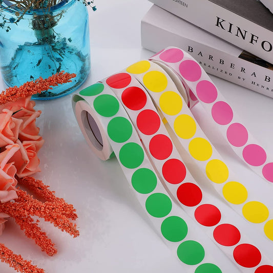 500 PINK Round Dot Stickers - Small 1" Stickers, For Sorting Closing Envelopes School Arts Crafts Roll Sticker Craft Supply