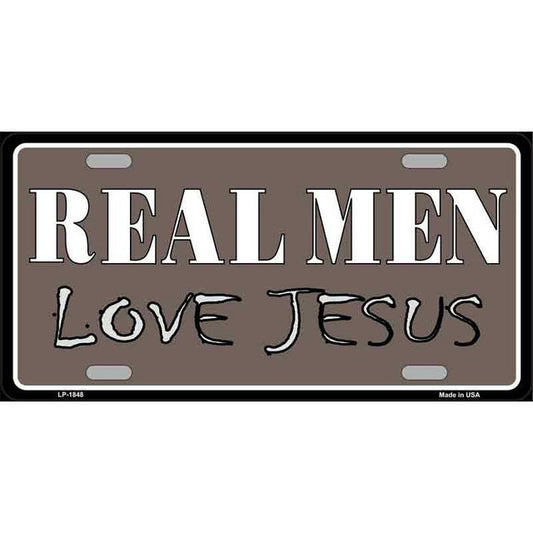 Real Men Love Jesus Metal License Plate Sign Novelty Vanity Craft Supply