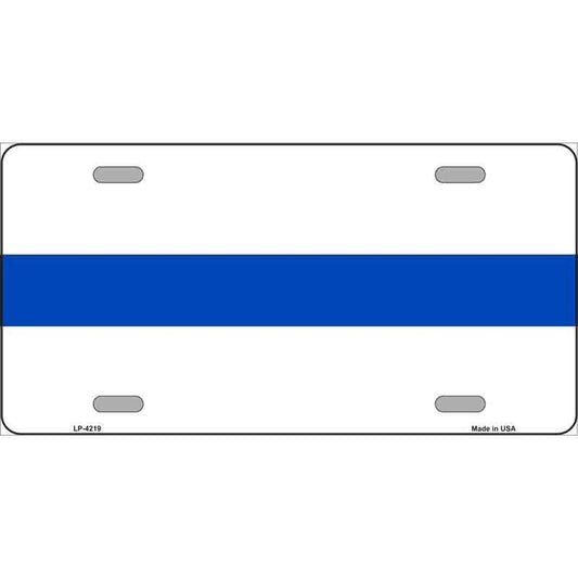 THIN BLUE LINE Police On White Metal License Plate Sign Novelty Vanity Craft Supply