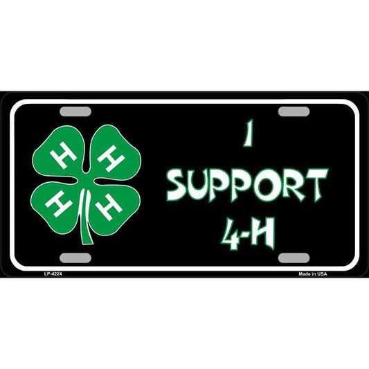 I SUPPORT 4-H Metal License Plate Sign Novelty Vanity Craft Supply