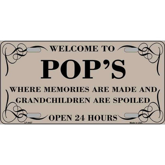 WELCOME TO POPS Metal License Plate Sign Novelty Vanity Craft Supply