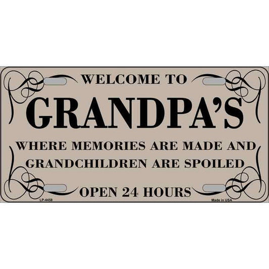 WELCOME TO GRANDPA'S Metal License Plate Sign Novelty Vanity Craft Supply
