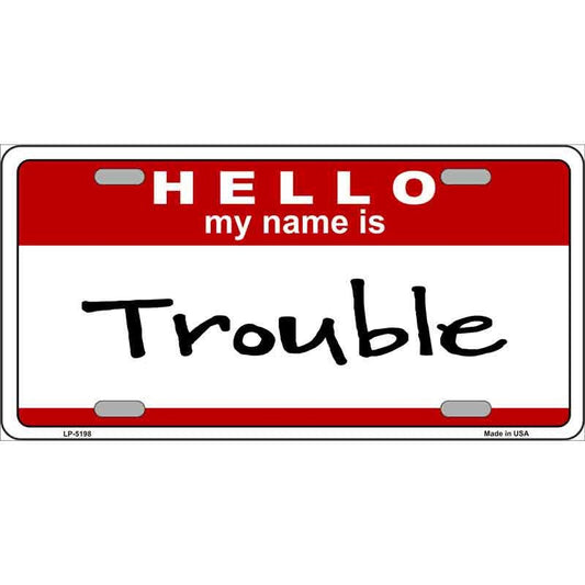 TROUBLE Metal License Plate Sign Novelty Vanity Craft Supply