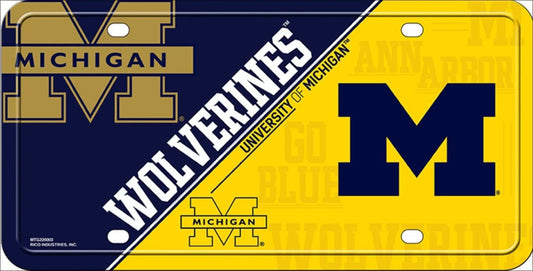 MICHIGAN WOLVERINES Deluxe Metal License Plate Sign Novelty Vanity Craft Supply