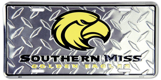 SOUTHERN MISSISSIPPI EAGLES Diamond Plated Metal License Plate Sign Novelty Vanity Craft Supply