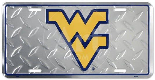 WEST VIRGINIA MOUNTAINEERS Diamond Plated Metal License Plate Sign Novelty Vanity Craft Supply