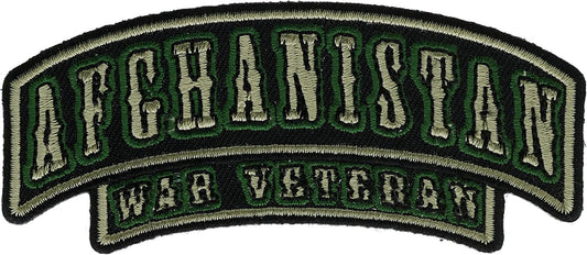 Afghanistan War Veteran Rocker Patch - 3.75x1.75 inch - Military Vet Embroidered Patch Appliqué Craft Supply