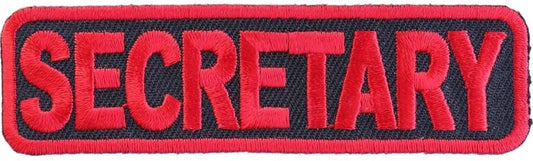 Secretary Patch Red - 3.5x1 inch – Biker Embroidered Patch Appliqué Craft Supply